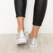 Afbeelding in Gallery-weergave laden, Diamond zilveren leren sneakers