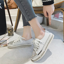 Afbeelding in Gallery-weergave laden, Diamond zilveren leren sneakers