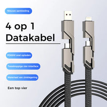 Afbeelding in Gallery-weergave laden, 4-in-1 plat gevlochten opladerkoord met klittenband
