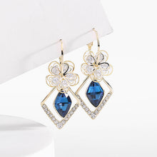 Afbeelding in Gallery-weergave laden, Bloem Zirkoon Rhombic Sapphire Drop Oorbellen