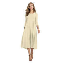 Afbeelding in Gallery-weergave laden, Women's New Mid-sleeve Solid Color Swing Dress
