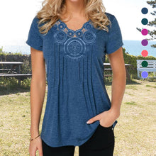 Afbeelding in Gallery-weergave laden, T-shirt coupe slim en dentelle à col en V