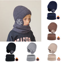 Afbeelding in Gallery-weergave laden, Gebreide wintermuts van fleece-sjaal voor kinderen