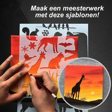 Afbeelding in Gallery-weergave laden, Sjablonen voor snel tekenen van stencilkunst (12 vellen / set)