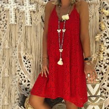 Afbeelding in Gallery-weergave laden, Dames zomer effen mouwloze v-hals Sling Lace losse jurk