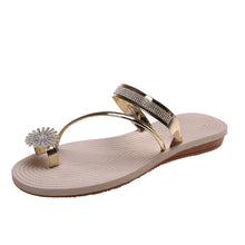 Afbeelding in Gallery-weergave laden, Platte sandalen met glanzende stras steentjes