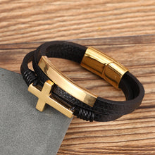 Afbeelding in Gallery-weergave laden, Cross gevlochten meerlagige lederen armband