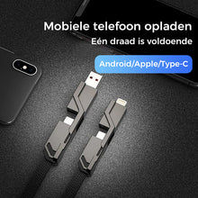 Afbeelding in Gallery-weergave laden, 4-in-1 plat gevlochten opladerkoord met klittenband