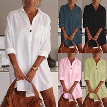Afbeelding in Gallery-weergave laden, Effen kleur blouse met lange mouwen en kraag