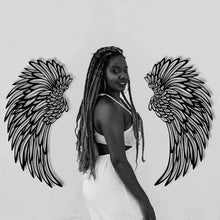 Afbeelding in Gallery-weergave laden, Black Angel Wings metalen vleugels kunst aan de muur met LED-verlichting