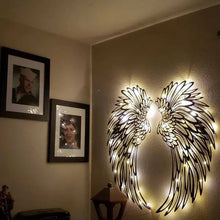 Afbeelding in Gallery-weergave laden, Black Angel Wings metalen vleugels kunst aan de muur met LED-verlichting
