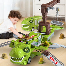 Afbeelding in Gallery-weergave laden, 🦖Nieuwe dinosaurus transformerende technische vrachtwagenbaanspeelgoedset met licht en muziek