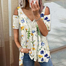 Afbeelding in Gallery-weergave laden, Romantisch T-shirt met bloemen