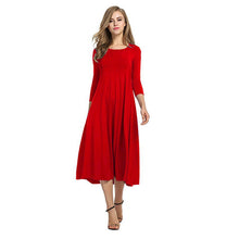 Afbeelding in Gallery-weergave laden, Women's New Mid-sleeve Solid Color Swing Dress