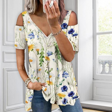 Afbeelding in Gallery-weergave laden, Romantisch T-shirt met bloemen