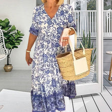 Afbeelding in Gallery-weergave laden, Boheemse zomerjurk met V-hals voor dames