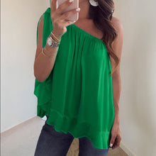 Afbeelding in Gallery-weergave laden, Een schouder gegolfde tops T-shirt losse casual bloes