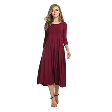 Afbeelding in Gallery-weergave laden, Women's New Mid-sleeve Solid Color Swing Dress