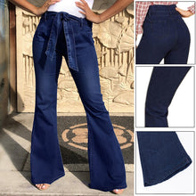 Afbeelding in Gallery-weergave laden, Dames Hoge Taille Wijde Benen Denim Jeans