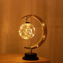 Afbeelding in Gallery-weergave laden, Handgemaakte Twine Rattan Bal LED Maanvormige Lamp