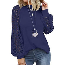 Afbeelding in Gallery-weergave laden, Kanten T-shirt met ronde hals en lange mouwen