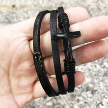 Afbeelding in Gallery-weergave laden, Cross gevlochten meerlagige lederen armband