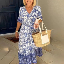 Afbeelding in Gallery-weergave laden, Boheemse zomerjurk met V-hals voor dames