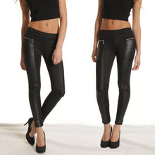 Afbeelding in Gallery-weergave laden, PU leren denim broek voor vrouwen
