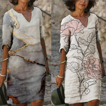Afbeelding in Gallery-weergave laden, Halflange rok met V-hals en print