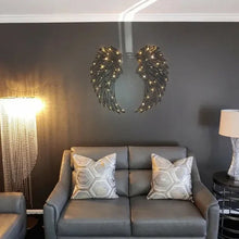Afbeelding in Gallery-weergave laden, Black Angel Wings metalen vleugels kunst aan de muur met LED-verlichting