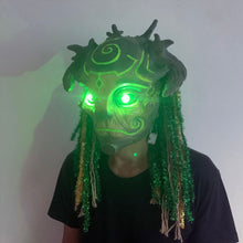 Afbeelding in Gallery-weergave laden, Forest Spirit Mask Halloween-Masker Met Groene Lichtogen