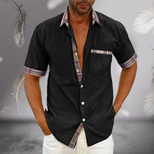 Afbeelding in Gallery-weergave laden, Casual zomerhemd met geruite kraag en knoop voor heren
