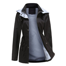 Afbeelding in Gallery-weergave laden, Waterdichte halflange trenchcoat met trekkoord in de taille