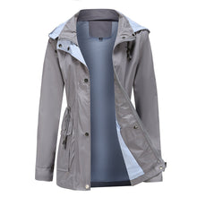 Afbeelding in Gallery-weergave laden, Waterdichte halflange trenchcoat met trekkoord in de taille