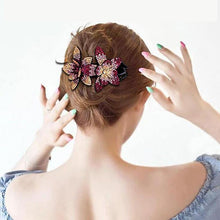 Afbeelding in Gallery-weergave laden, Strass dubbele bloem haarclip