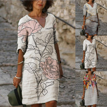 Afbeelding in Gallery-weergave laden, Halflange rok met V-hals en print