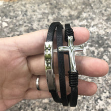 Afbeelding in Gallery-weergave laden, Cross gevlochten meerlagige lederen armband