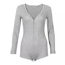 Afbeelding in Gallery-weergave laden, Sexy bodycon bodysuit met V-hals en drukknopen
