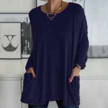 Afbeelding in Gallery-weergave laden, Effen kleur ronde hals top met lange mouwen