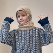 Afbeelding in Gallery-weergave laden, Gebreide wintermuts van fleece-sjaal voor kinderen