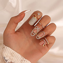 Afbeelding in Gallery-weergave laden, Geometrische diamanten open nagelring