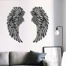 Afbeelding in Gallery-weergave laden, Black Angel Wings metalen vleugels kunst aan de muur met LED-verlichting
