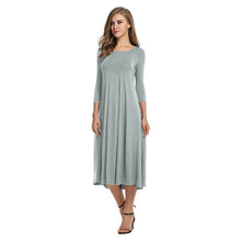 Afbeelding in Gallery-weergave laden, Women's New Mid-sleeve Solid Color Swing Dress
