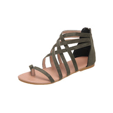 Afbeelding in Gallery-weergave laden, Platte zomersandalen met gekruiste bandjes en rits