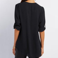 Afbeelding in Gallery-weergave laden, V-hals Rits Patchwork Effen blouses