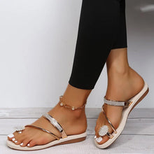 Afbeelding in Gallery-weergave laden, Platte sandalen met glanzende stras steentjes