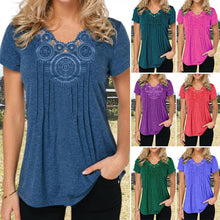 Afbeelding in Gallery-weergave laden, T-shirt coupe slim en dentelle à col en V