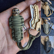 Afbeelding in Gallery-weergave laden, Paracord Sleutelhanger Mummie Messing Schedel