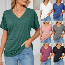 Afbeelding in Gallery-weergave laden, Casual pullover V-hals effen kleur losse damestops