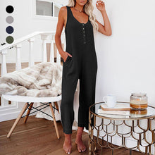 Afbeelding in Gallery-weergave laden, Jumpsuit met effen kleurknopen Backpackingbroek met zakken